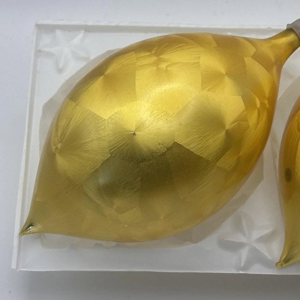 Vintage Made in Colombia Glass Christmas Ornaments Box Set Iridescent‎ Teardrop